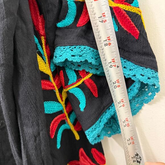 Shoreline 1X Plus Black Sheer‎ Cardigan Coverup Floral Embroidered Beach Boho - Picture 9 of 9